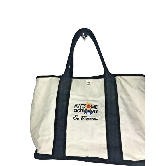 Reversible Satchel of New York Awesome Achievers St. Maarten Beige Tote Bag - Picture 1 of 12